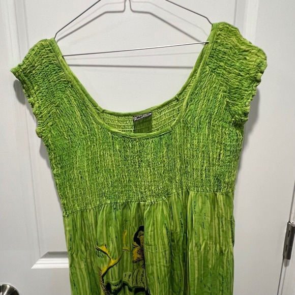 Meetu Magic The African Scene Smocked Ruffled Dress Green 3X Rayon - Picture 5 of 8